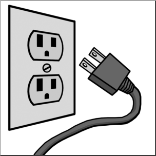 Clip Art: Electricity: Outlet & Plug Grayscale