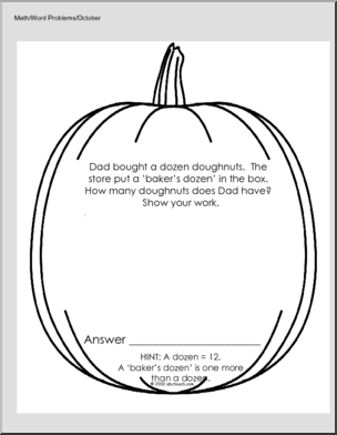Pumpkin Word Problems  (elem) Clip Art
