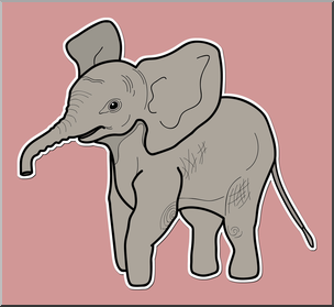 Clip Art: Baby Animals: Elephant Calf Color 2