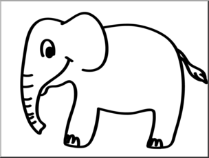 Clip Art: Basic Words: Elephant B&W Unlabeled