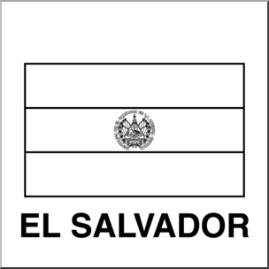 Clip Art: Flags: El Salvador B&W