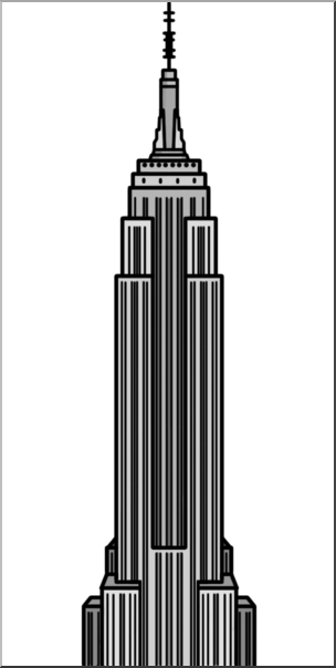Clip Art: Empire State Building Grayscale