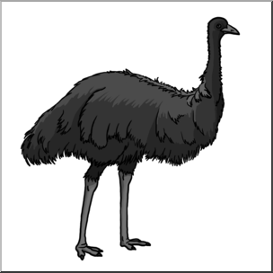 Clip Art: Emu Grayscale