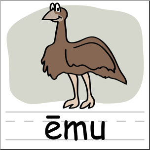 Clip Art: Basic Words: Emu Color Labeled