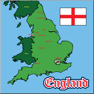 Clip Art: England Map Color Labeled