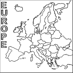 Clip Art: Europe Map B&W Blank