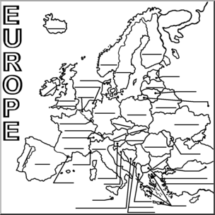 Clip Art: Europe Map B&W Unlabeled