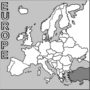 Clip Art: Europe Map Grayscale Blank