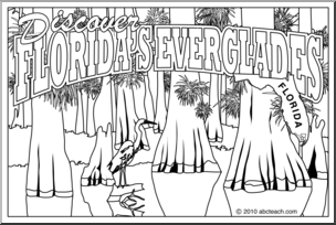 Clip Art: Everglades Postcard B&W