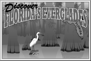 Clip Art: Everglades Postcard Grayscale