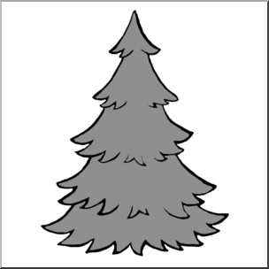 Clip Art: Evergreen Tree Grayscale