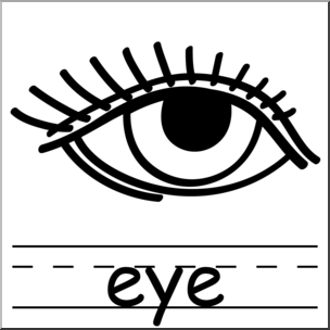 Clip Art: Basic Words: Eye B&W Labeled