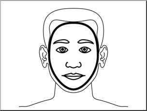 Clip Art: Parts of the Body: Face B&W Unlabeled I abcteach.com