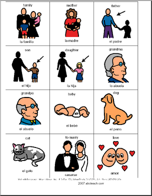 Spanish: Poster de vocabulario: La familia (elementaria/secundaria)