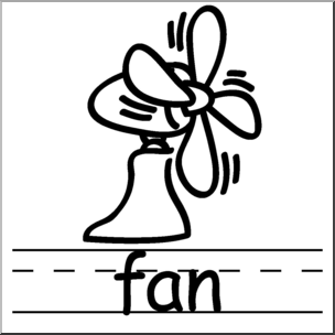 Clip Art: Basic Words: Fan B&W Labeled