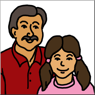 Clip Art: Father and Daughter Color