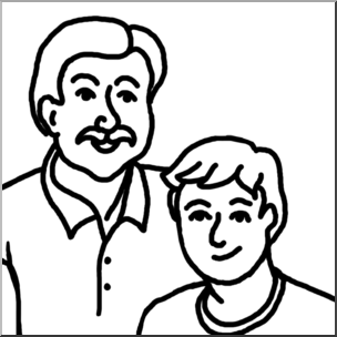 Clip Art: Father and Son B&W