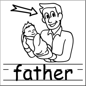 Clip Art: Basic Words: Father B&W Labeled