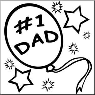 Clip Art: Happy Father’s Day Balloon B&W
