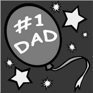 Clip Art: Happy Father’s Day Balloon Grayscale