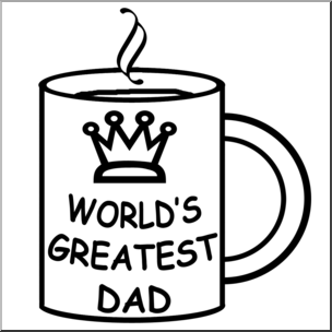 Clip Art: Happy Father’s Day Mug B&W