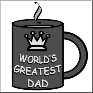 Clip Art: Happy Father’s Day Mug Grayscale