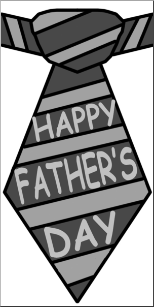 Clip Art: Happy Father’s Day Tie Grayscale