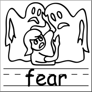 Clip Art: Basic Words: Fear B&W Labeled