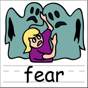 Clip Art: Basic Words: Fear Color Labeled