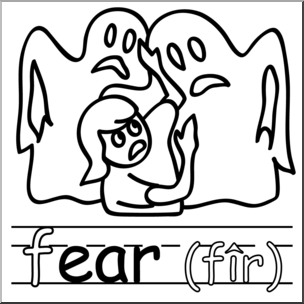 Clip Art: Basic Words: -ear Phonics: Fear B&W