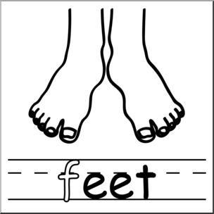 Clip Art: Basic Words: -eet Phonics: Feet B&W