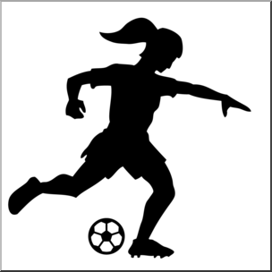 Clip Art: Soccer Player Silhouette Female B&W