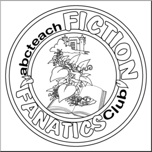 Clip Art: Fiction Fanatics Club Logo 2 B&W