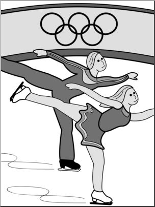Clip Art: Winter Olympics: Figure Skating Grayscale