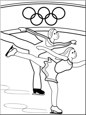 Clip Art: Winter Olympics: Figure Skating B&W