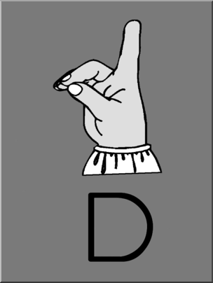 Clip Art: Manual Alphabet D Grayscale