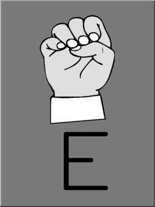 Clip Art: Manual Alphabet E Grayscale