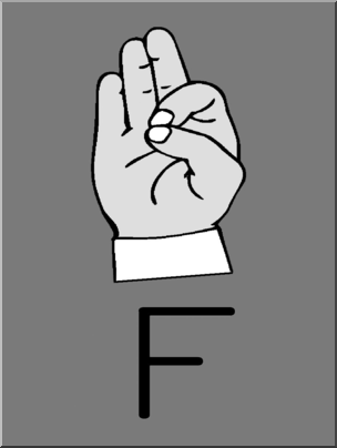 Clip Art: Manual Alphabet F Grayscale