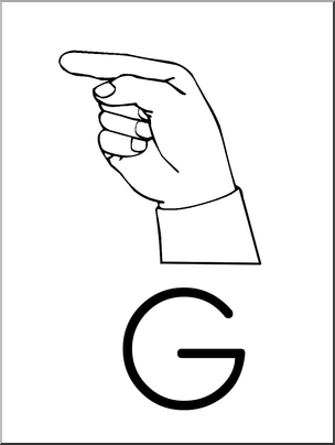Clip Art: Manual Alphabet G B&W