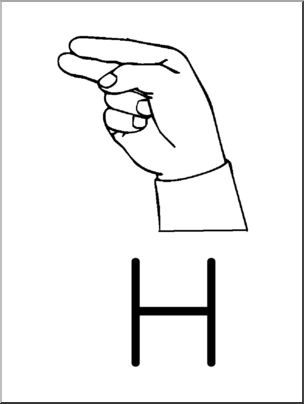 Clip Art: Manual Alphabet H B&W