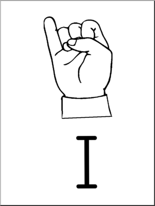 Clip Art: Manual Alphabet I B&W