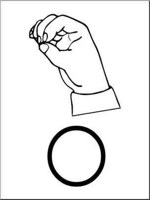 Clip Art: Manual Alphabet O B&W
