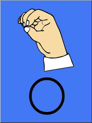 Clip Art: Manual Alphabet O Color