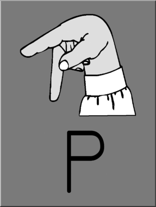 Clip Art: Manual Alphabet P Grayscale