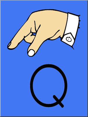 Clip Art: Manual Alphabet Q Color