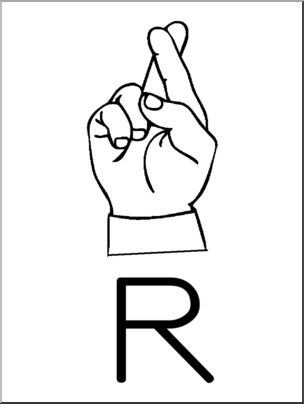 Clip Art: Manual Alphabet R B&W