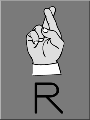 Clip Art: Manual Alphabet R Grayscale