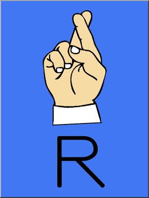 Clip Art: Manual Alphabet R Color