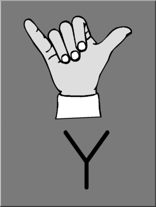 Clip Art: Manual Alphabet Y Grayscale