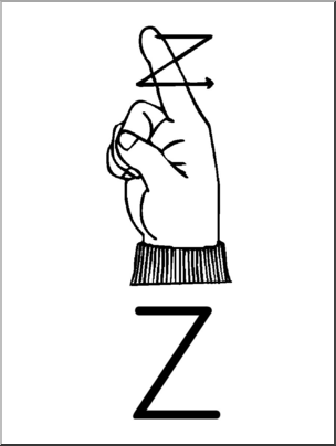 Clip Art: Manual Alphabet Z B&W